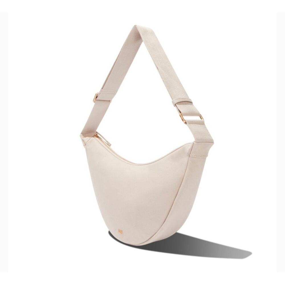 JULY NWT Everyday Crescent Bag Tan Canvas Crossbody Minimalist Travel Bag